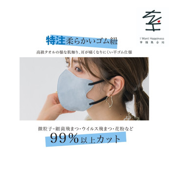 💢售罄💢日本直送 - MASCLUB 3D涼感口罩顯小臉3層結構舒適不傷耳多色選擇 (10個裝)