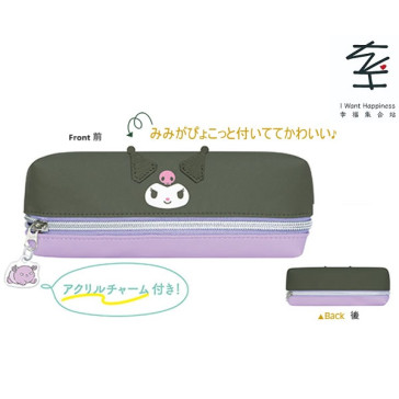 日本直送 - Sanrio Charater ~ Kuromi 前後雙格拉鍊筆袋- 平行進口