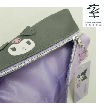 日本直送 - Sanrio Charater ~ Kuromi 前後雙格拉鍊筆袋- 平行進口